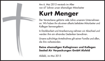 Traueranzeige von Kurt Menger von Rüsselsheimer Echo, Groß-Gerauer-Echo, Ried Echo