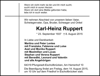 Traueranzeige von Karl-Heinz Ruppert von trauer.echo-online.de