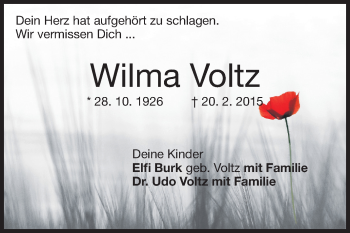 Traueranzeige von Wilma Voltz von Echo-Zeitungen (Gesamtausgabe)