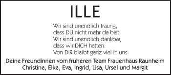 Traueranzeige von Ille   von Rüsselsheimer Echo, Groß-Gerauer-Echo, Ried Echo