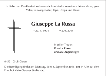 Traueranzeige von Giuseppe La Russa von trauer.echo-online.de