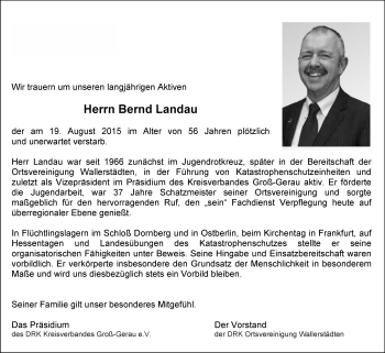 Traueranzeige von Bernd Landau von trauer.echo-online.de