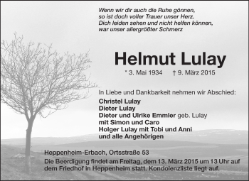 Traueranzeige von Helmut Lulay von Starkenburger Echo