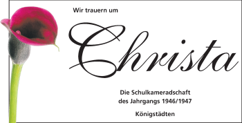 Traueranzeige von Christa  von Rüsselsheimer Echo, Groß-Gerauer-Echo, Ried Echo