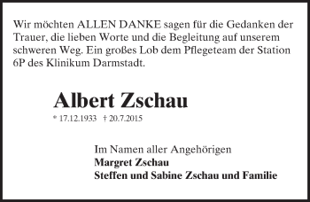 Traueranzeige von Albert Zschau von trauer.echo-online.de