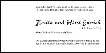 Traueranzeige von Britta und Horst Emrich von trauer.echo-online.de