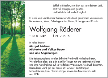 Traueranzeige von Wolfgang Röderer von trauer.echo-online.de