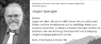 Traueranzeige von Jürgen Spengler von Echo-Zeitungen (Gesamtausgabe)
