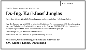 Traueranzeige von Karl-Josef Junglas von Echo-Zeitungen (Gesamtausgabe)