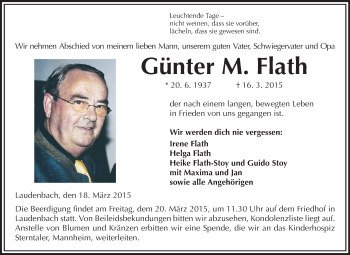 Traueranzeige von Günter M. Flath von Starkenburger Echo