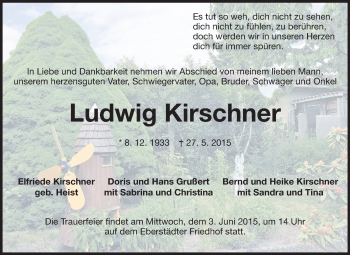 Traueranzeige von Ludwig Kirschner von Echo-Zeitungen (Gesamtausgabe)