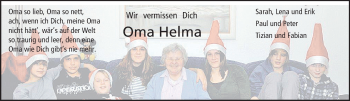 Traueranzeige von Helma Marie Schmidt von Darmstädter Echo, Odenwälder Echo, Rüsselsheimer Echo, Groß-Gerauer-Echo, Ried Echo