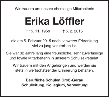 Traueranzeige von Erika Löffler von Rüsselsheimer Echo, Groß-Gerauer-Echo, Ried Echo