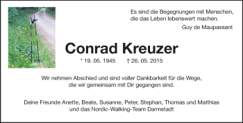 Traueranzeige von Conrad Kreuzer von Echo-Zeitungen (Gesamtausgabe)