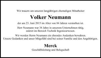 Traueranzeige von Volker Neumann von Echo-Zeitungen (Gesamtausgabe)