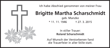 Traueranzeige von Brigitte Martha Scharschmidt von Echo-Zeitungen (Gesamtausgabe)