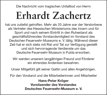 Traueranzeige von Erhard Zachertz von Echo-Zeitungen (Gesamtausgabe)
