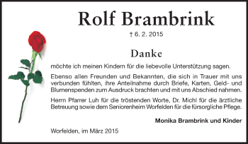 Traueranzeige von Rolf Brambrink von Rüsselsheimer Echo, Groß-Gerauer-Echo, Ried Echo