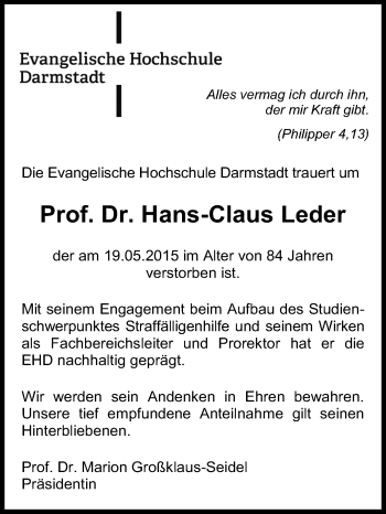 Traueranzeige von Hans-Peter Leder von Echo-Zeitungen (Gesamtausgabe)