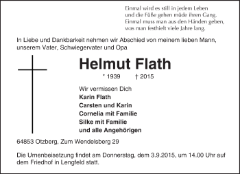 Traueranzeige von Helmut Flath von trauer.echo-online.de