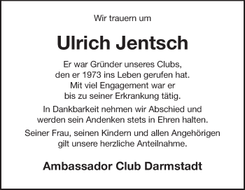 Traueranzeige von Ulrich Jentsch von Echo-Zeitungen (Gesamtausgabe)