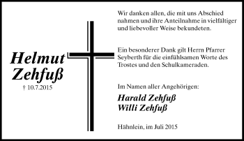 Traueranzeige von Harald Zehfuß von trauer.echo-online.de
