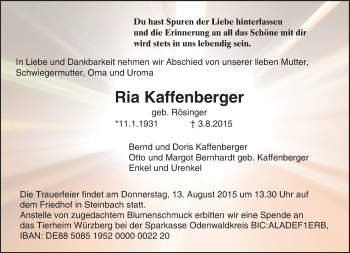 Traueranzeige von Ria Kaffenberger von trauer.echo-online.de