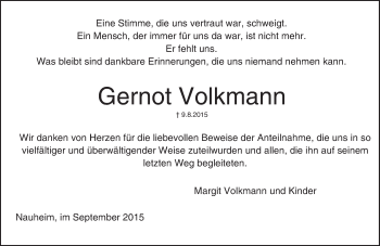 Traueranzeige von Gernot Volkmann von trauer.echo-online.de