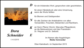 Traueranzeige von Dora Schneider von trauer.echo-online.de