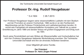 Traueranzeige von Rudolf Neugebauer von trauer.echo-online.de