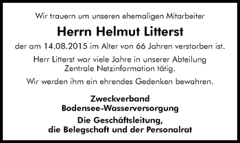 Traueranzeige von Helmut Litterst von trauer.echo-online.de