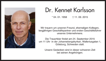 Traueranzeige von Kennet Karlsson von trauer.echo-online.de