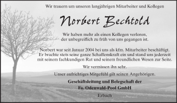 Traueranzeige von Norbert Bechthold von Odenwälder Echo