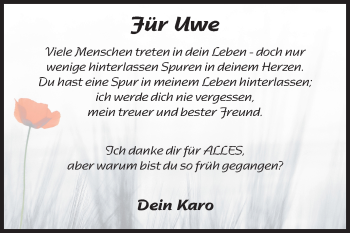 Traueranzeige von Uwe von Stein von Echo-Zeitungen (Gesamtausgabe)