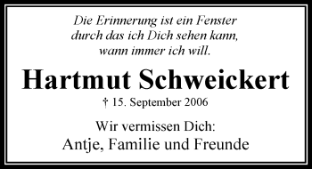 Traueranzeige von Hartmut Schweikert von trauer.echo-online.de