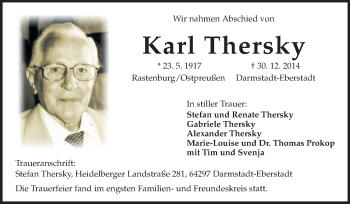 Traueranzeige von Karl Thersky von Echo-Zeitungen (Gesamtausgabe)