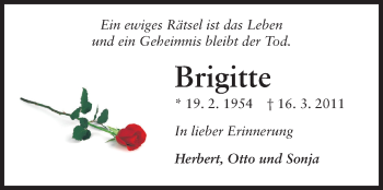Traueranzeige von Brigitte Horlebein von Echo-Zeitungen (Gesamtausgabe)