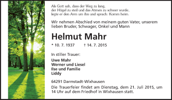 Traueranzeige von Helmut Mahr von Echo-Zeitungen (Gesamtausgabe)