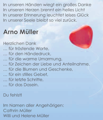 Traueranzeige von Arno Müller von Odenwälder Echo
