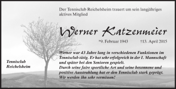Traueranzeige von Werner Katzenmeier von Odenwälder Echo