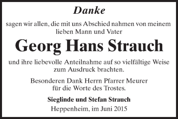 Traueranzeige von Georg Hans Strauch von Starkenburger Echo