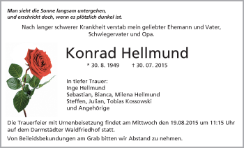 Traueranzeige von Konrad Hellmund von trauer.echo-online.de