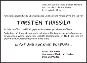 Traueranzeige von Torsten Thassilo Herbert von Rüsselsheimer Echo, Groß-Gerauer-Echo, Ried Echo