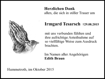 Traueranzeige von Irmgard Tesarsch von trauer.echo-online.de