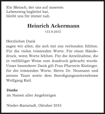 Traueranzeige von Heinrich Ackermann von trauer.echo-online.de