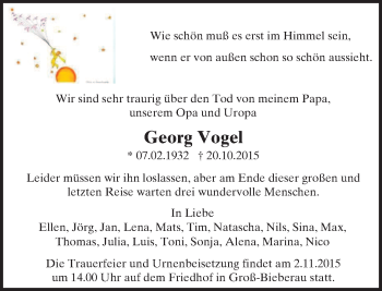 Traueranzeige von Georg Vogel von trauer.echo-online.de