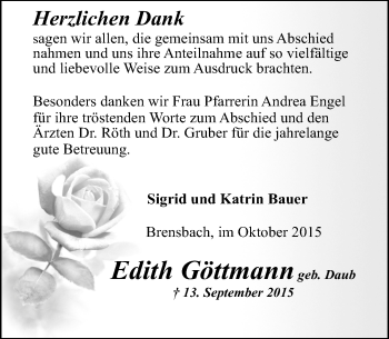 Traueranzeige von Edith Göttmann von trauer.echo-online.de