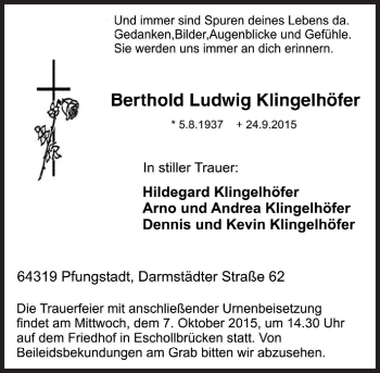 Traueranzeige von Berthold Ludwig Klingelhöfer von trauer.echo-online.de