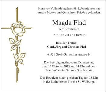 Traueranzeige von Magda Flad von trauer.echo-online.de