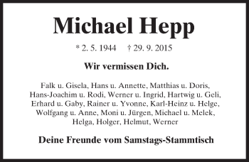 Traueranzeige von Michael Hepp von trauer.echo-online.de